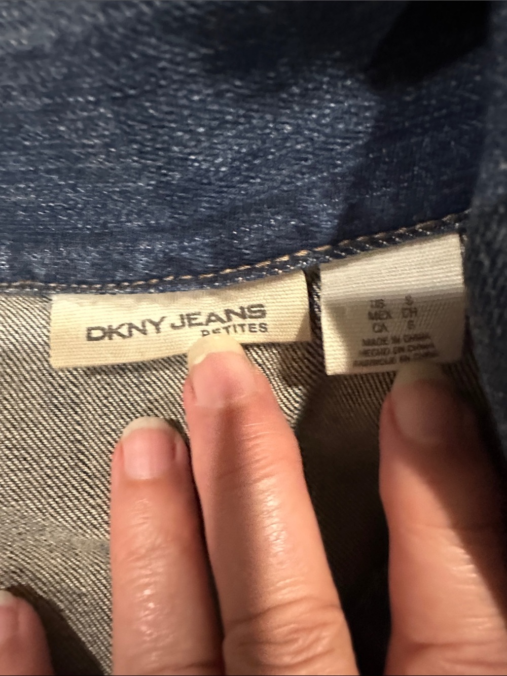 Vintage DKNY Y2K Fitted Denim Jacket Petite Small Classic Preppy Boho - Picture 11 of 11